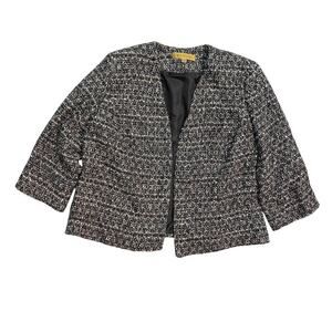 Nipon Boutique : NEW Black Multi Sequin Tweed Open Blazer Jacket : 14W